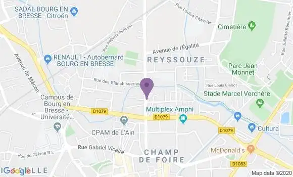 Localisation Banque Postale Agence de Bourg en Bresse Maginot