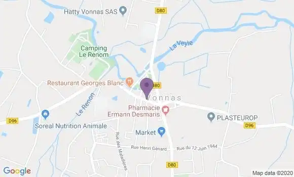 Localisation Banque Postale Agence de Vonnas
