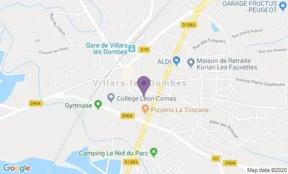 Localisation Banque Postale Agence de Villars les Dombes