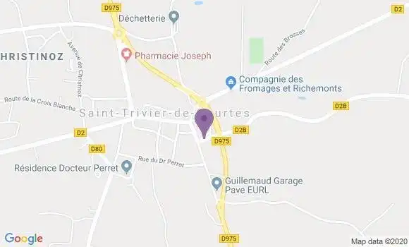 Localisation Banque Postale Agence de Saint Trivier de Courtes
