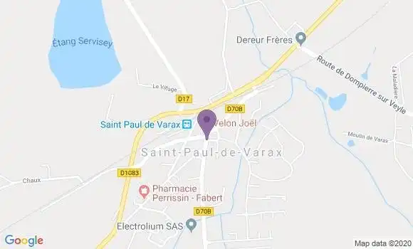 Localisation Banque Postale Agence de Saint Paul de Varax