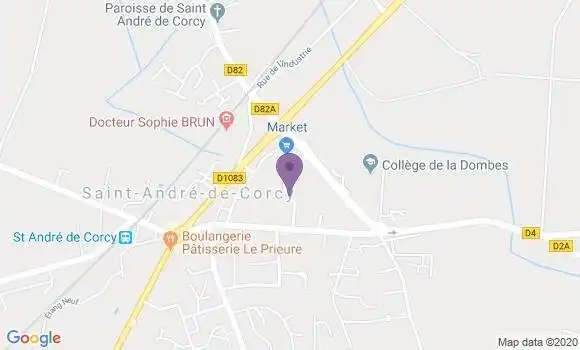 Localisation Banque Postale Agence de Saint André de Corcy