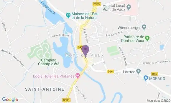 Localisation Banque Postale Agence de Pont de Vaux