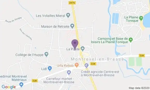 Localisation Banque Postale Agence de Montrevel en Bresse