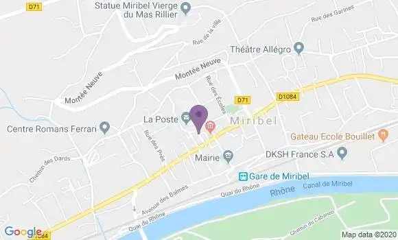 Localisation Banque Postale Agence de Miribel