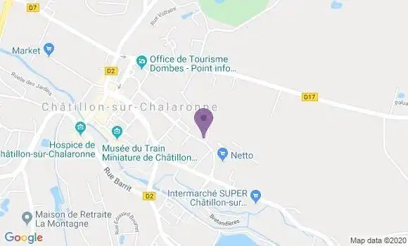 Localisation Banque Postale Agence de Châtillon sur Chalaronne