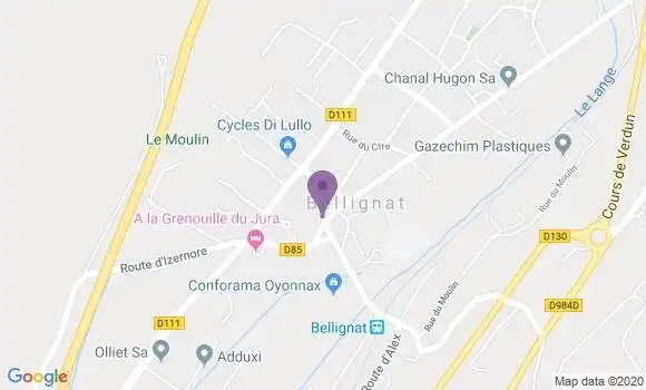 Localisation Banque Postale Agence de Bellignat