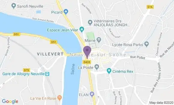 Localisation Crédit Agricole Agence de Neuville sur Saône