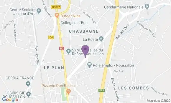 Localisation Crédit Agricole Agence de Roussillon