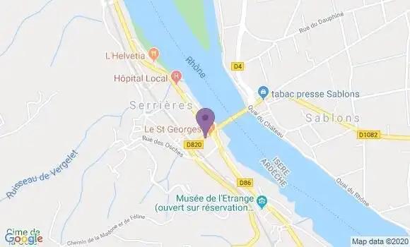 Localisation Crédit Agricole Agence de Serrières