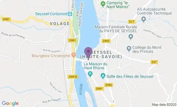 Localisation Crédit Agricole Agence de Seyssel