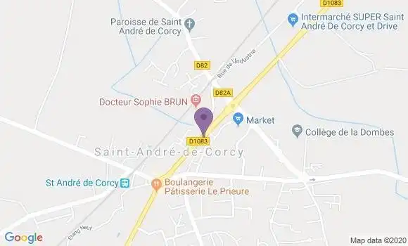 Localisation Crédit Agricole Agence de Saint André de Corcy