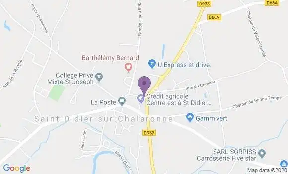 Localisation Crédit Agricole Agence de Saint Didier sur Chalaronne