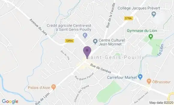 Localisation Crédit Agricole Agence de Saint Genis Pouilly