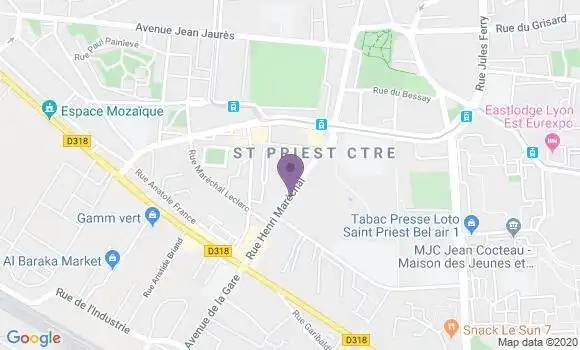 Localisation Crédit Agricole Agence de Saint Priest