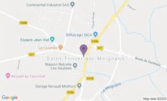 Localisation Crédit Agricole Agence de Saint Trivier sur Moignans