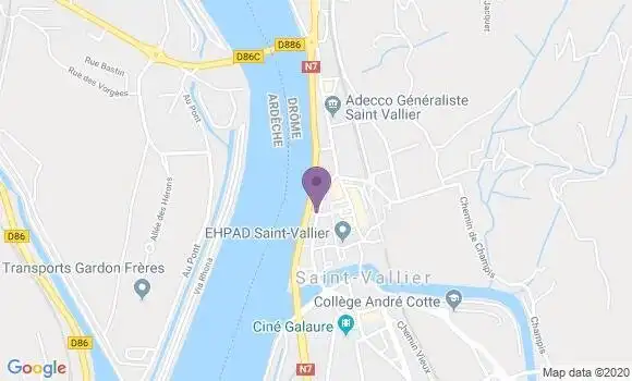 Localisation Crédit Agricole Agence de Saint Vallier sur Rhône