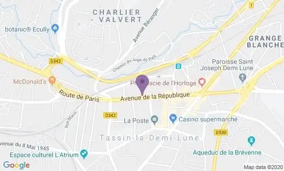 Localisation Crédit Agricole Agence de Tassin la Demi Lune