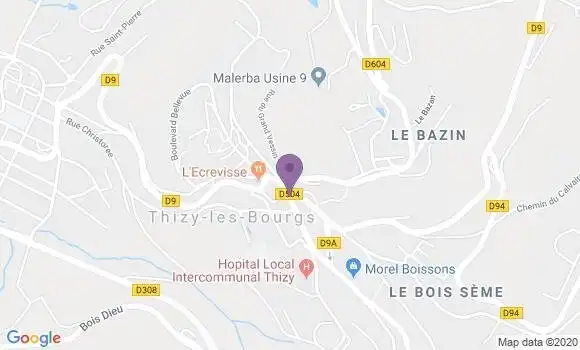 Localisation Crédit Agricole Agence de Thizy