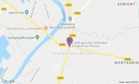 Localisation Crédit Agricole Agence de Toulon sur Arroux