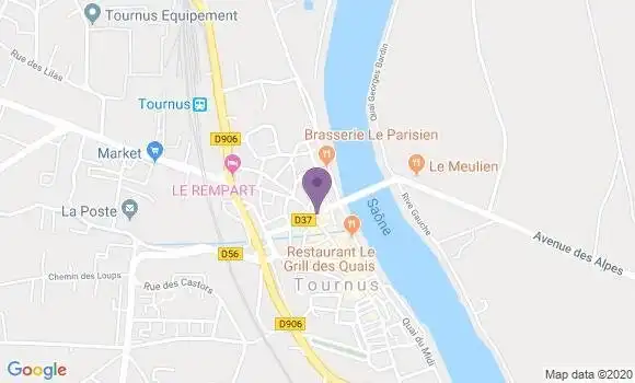 Localisation Crédit Agricole Agence de Tournus
