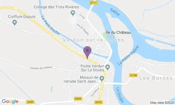 Localisation Crédit Agricole Agence de Verdun sur le Doubs