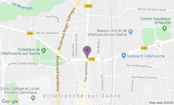 Localisation Crédit Agricole Agence de Villefranche sur Saône Nord