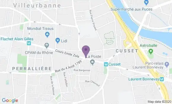 Localisation Crédit Agricole Agence de Villeurbanne Cusset