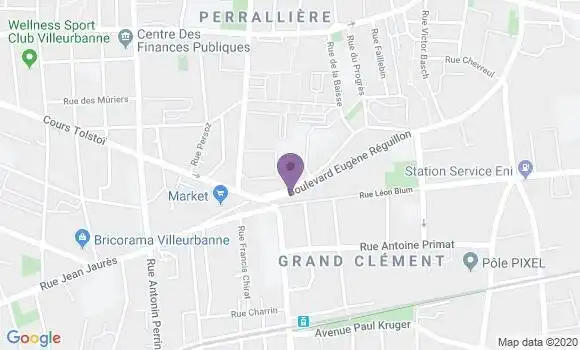 Localisation Crédit Agricole Agence de Villeurbanne Grand Clément