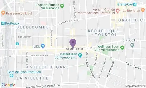 Localisation Crédit Agricole Agence de Villeurbanne Tolstoï