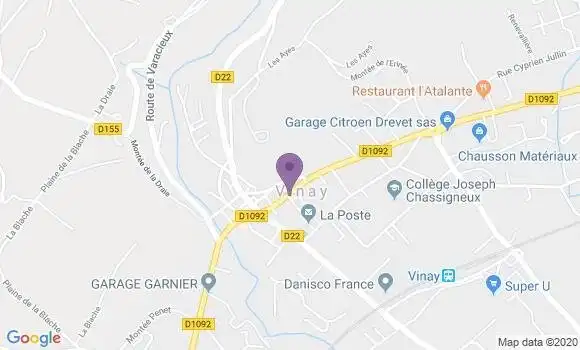 Localisation Crédit Agricole Agence de Vinay