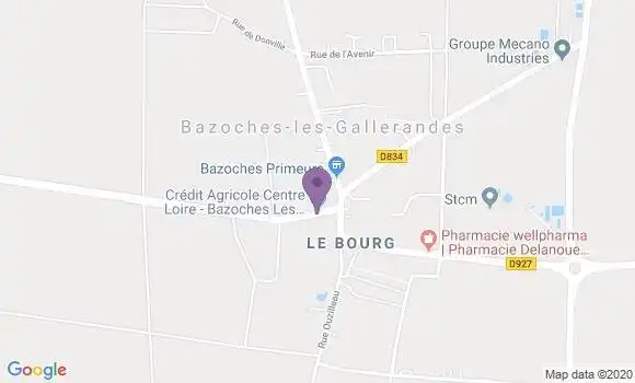 Localisation Crédit Agricole Agence de Bazoches les Gallerandes