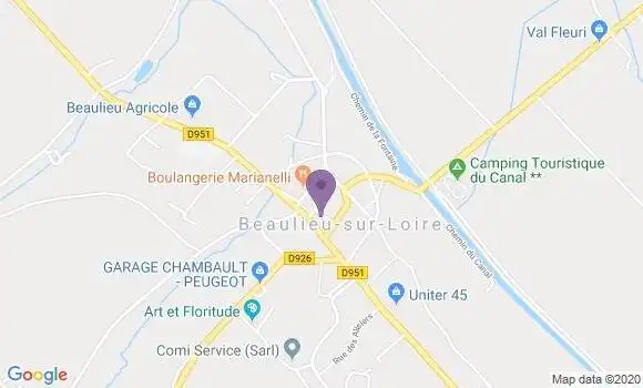 Localisation Crédit Agricole Agence de Beaulieu sur Loire