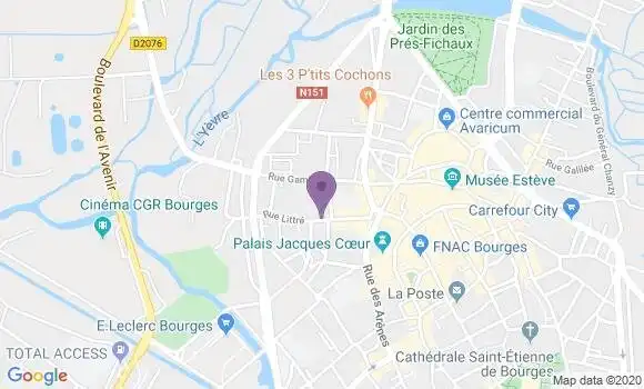 Localisation Crédit Agricole Agence de Bourges Littré