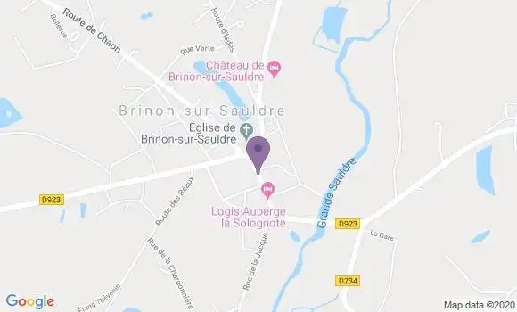 Localisation Crédit Agricole Agence de Brinon sur Sauldre