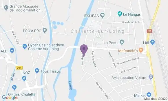 Localisation Crédit Agricole Agence de Châlette sur Loing