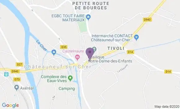 Localisation Crédit Agricole Agence de Châteauneuf sur Cher