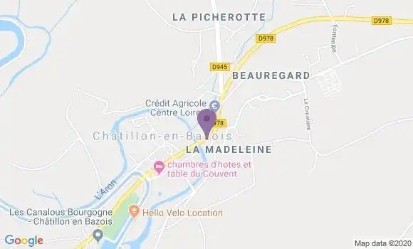 Localisation Crédit Agricole Agence de Châtillon en Bazois