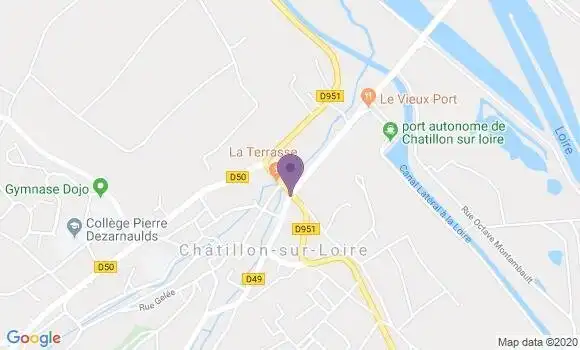 Localisation Crédit Agricole Agence de Châtillon sur Loire