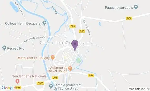 Localisation Crédit Agricole Agence de Châtillon Coligny