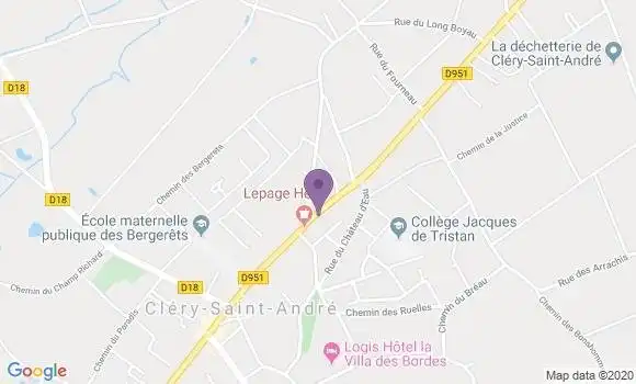 Localisation Crédit Agricole Agence de Cléry Saint André