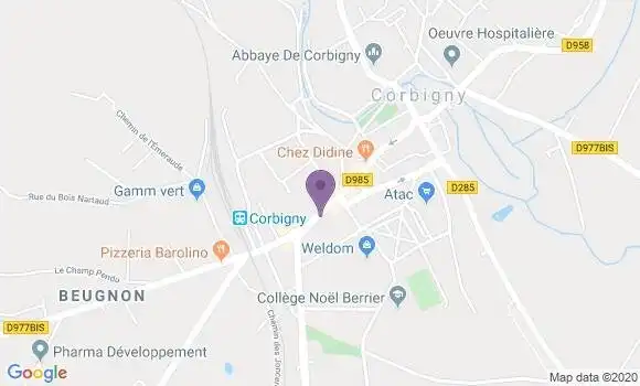 Localisation Crédit Agricole Agence de Corbigny