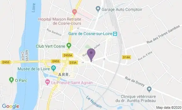Localisation Crédit Agricole Agence de Cosne sur Loire