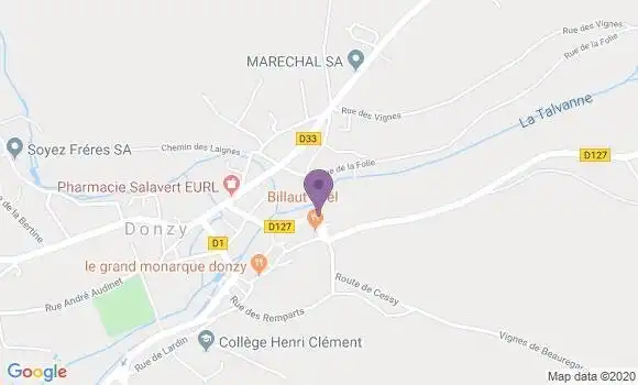 Localisation Crédit Agricole Agence de Donzy