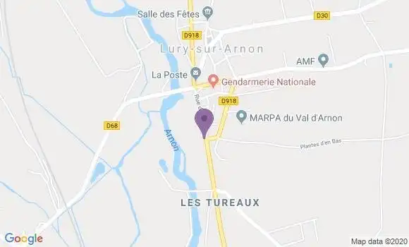 Localisation Crédit Agricole Agence de Lury sur Arnon