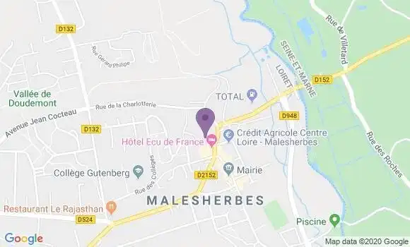 Localisation Crédit Agricole Agence de Malesherbes