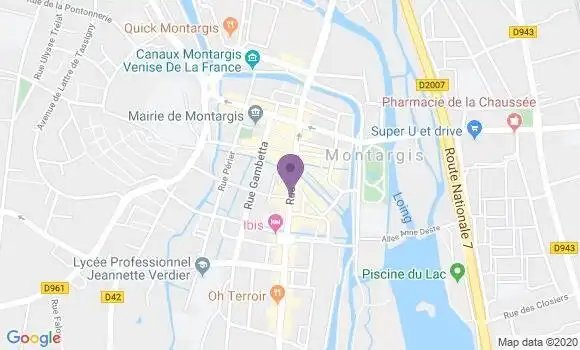 Localisation Crédit Agricole Agence de Montargis la Chaussée