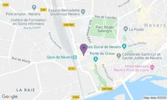 Localisation Crédit Agricole Agence de Nevers Gare