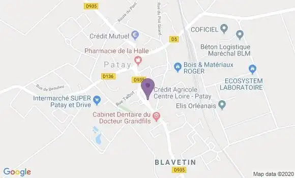 Localisation Crédit Agricole Agence de Patay