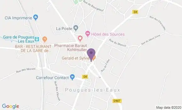 Localisation Crédit Agricole Agence de Pougues les Eaux